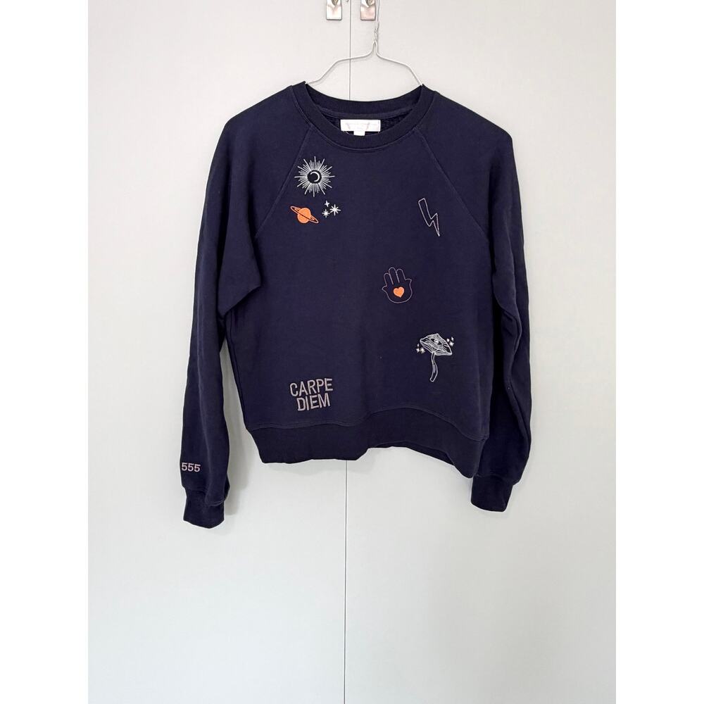 SPIRITUAL GANGSTER Mystical Forever Crewneck Sweatshirt Embroidered Navy - Picture 3 of 11